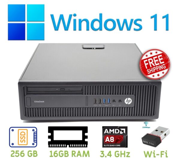 ??? Windows 11 Pro Desktop Computer, 3.4GHz, 256GB SSD, 16GB RAM, WiFi, HP PC